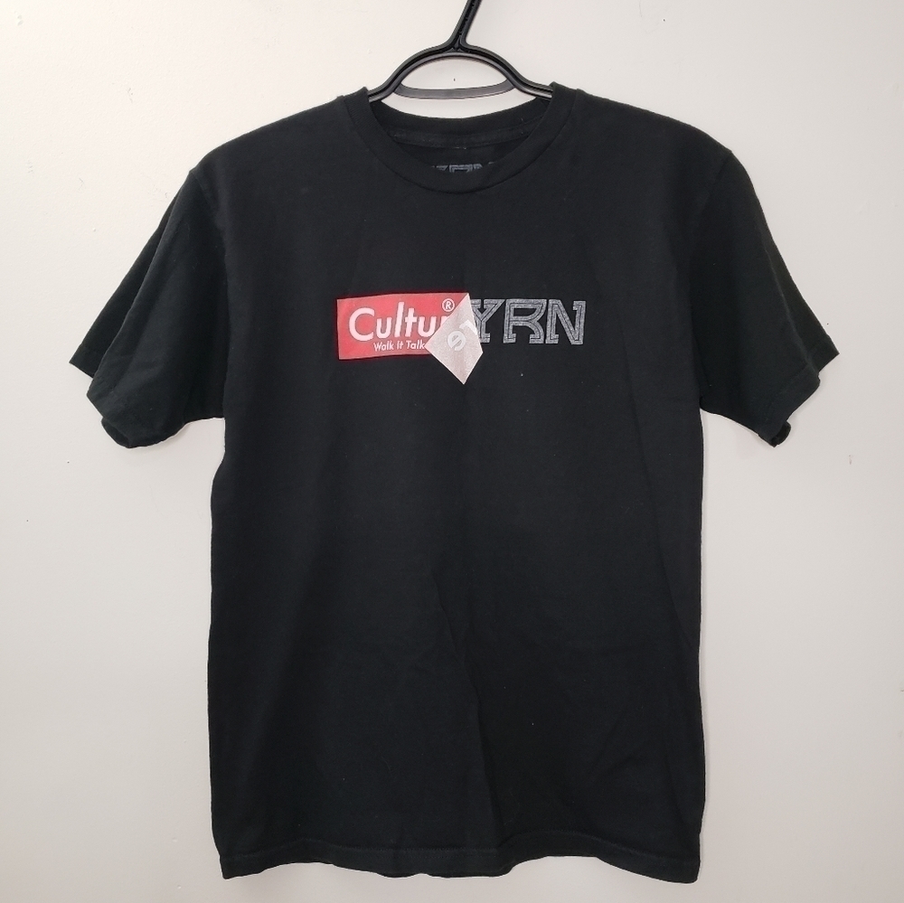 YRN Sticker Peel Men Black T-Shirt Size S